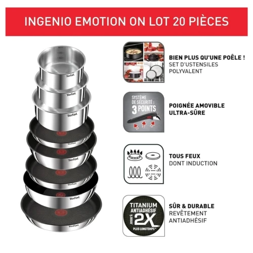 Batterie De Cuisine Tefal Ingenio 20 Pièces L897SK04