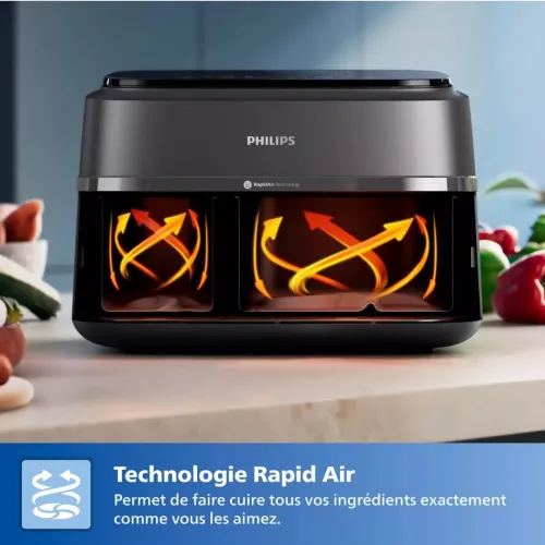 Friteuse Sans Huile PHILIPS Series 3000 9L Double Panier NA352/00