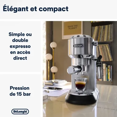 Machine A Café Delonghi Cafetière 15 Bars Dedica STYLE ESPRESSO CHROMÉ EC685.M