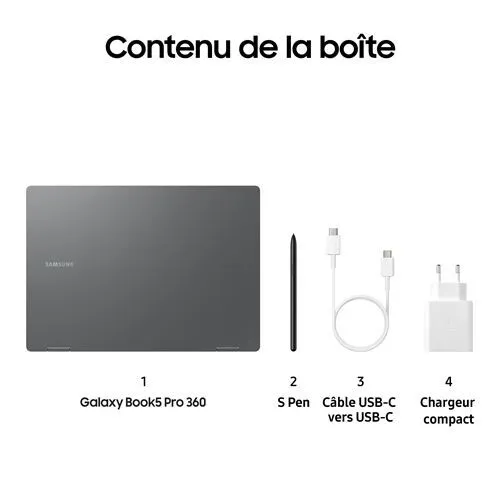Samsung Galaxy Book5 Pro 360 (16", Core Ultra7, 16Go), Copilot+ PC - NP960QHA-KG1FR