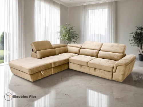CANAPÉ D'ANGLE CONVERTIBLE AVEC COFFRE EN VELOUR