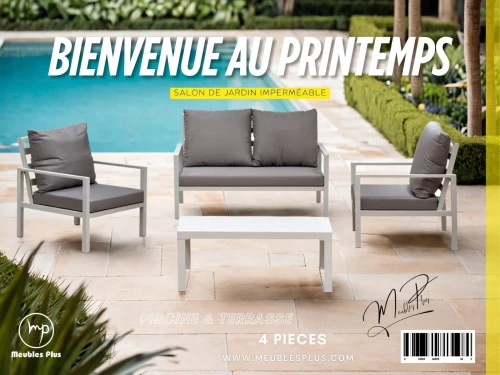 SALON JARDIN 4 PLACES EN ALUMINIUM
