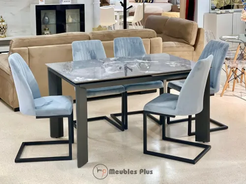 TABLE EXTENSIBLE AVEC 6 CHAISE