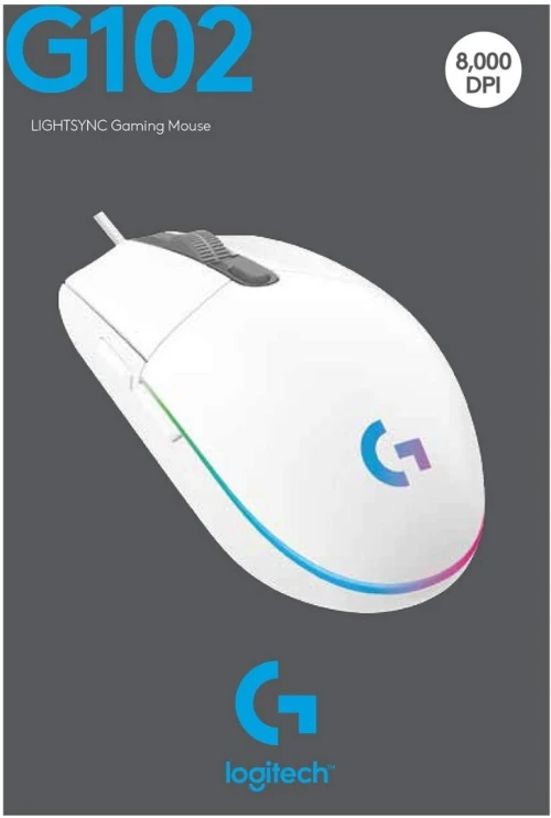SOURIS LOGITECH FILAIRE GAMING G102 WHITE RGB