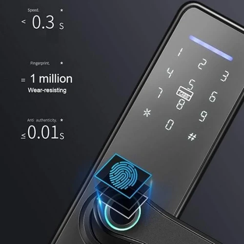 Serrure d'empreinte digitale, WiFi/cartes IC/mots de passe/intelligente écran tactile à clé 