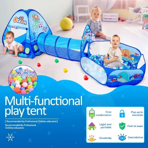 Tente de Jeu et Tunnel 3-en-1 pour Enfants - 1خيمة ألعاب الأطفال المتكاملة 3 في
