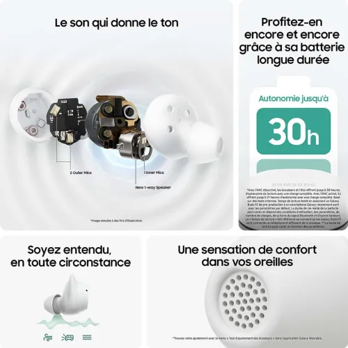 Samsung Galaxy Buds FE Ecouteur sans-fil Bluetooth 5.2 30h ANC