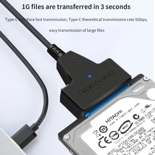 Adaptateur Convertisseur USB 3.0 / Type-c Vers SATA 6 Gbps pour disque dur SSD HDD Sata 2.5 pouces