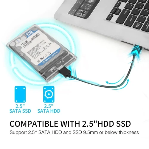 Rack Boîtier de disque dur HDD SSD Transparent 2.5 pouces USB 3.0 5gbps