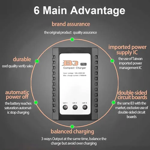 Chargeur de batterie Lipo B3 20W 7.4V 11.1V 2S- 3S