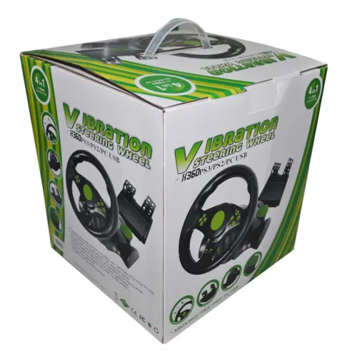 Volant de course USB 4 en 1 180 degrés avec pédales pour PC XBOX 360 PS3 PS2 Vibration