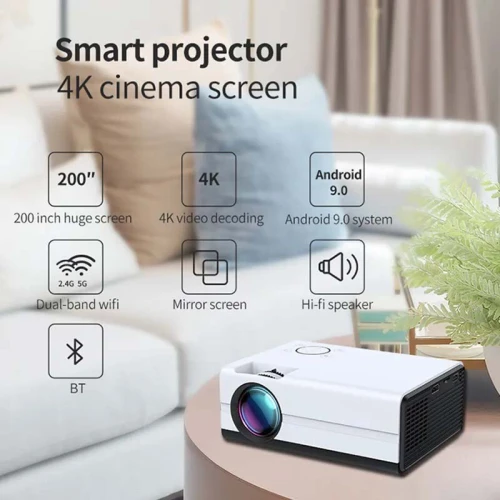 Mini DATASHOW Vidéo Projecteur LED Smart 720P Native 4K Android WIFI