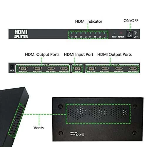 Splitter Amplificateur Séparateur HDMI 3D 1080P 8 Ports Sorties affichages