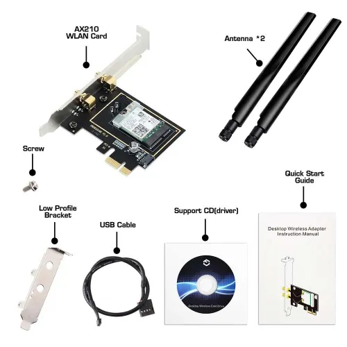 Carte réseau sans fil Intel WIFI 6E AX210NGW Bluetooth 5.3 Tri-bande 2.4G 5GHz 6GHz 802.11AX PCI-E
