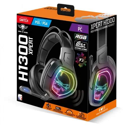 Casque Gaming sans-fil 2.4Ghz Spirit of gamer XPERT H1300 rechargeable 1200mAh PS5, PS4, Switch & PC