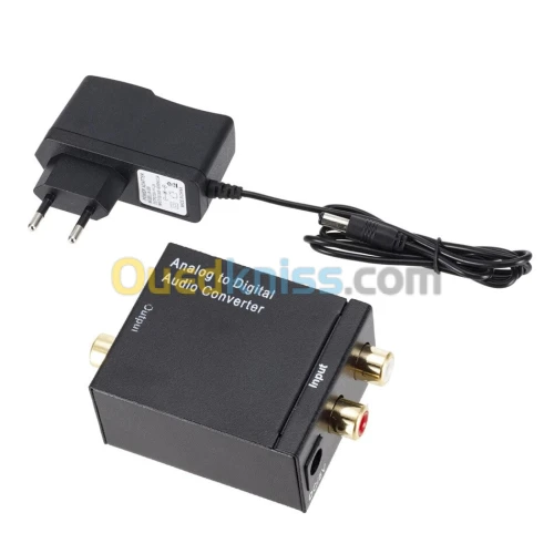 Convertisseur Adaptateur Audio analogique 2 x RCA vers numérique Digital Toslink fibre optique