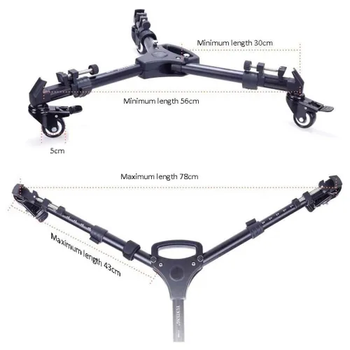 Chariot support trépied Professionnel Yunteng 900 avec 3 roues en aluminium charge MAX:15Kg