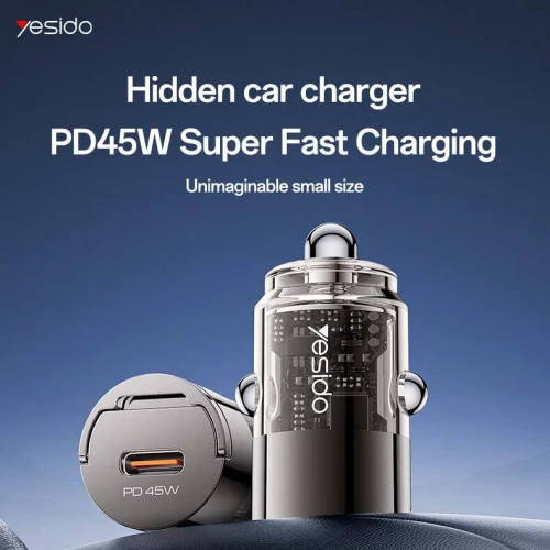 YESIDO Y67 Chargeur Auto Voiture Rapide PD USB-C Type-c 45W