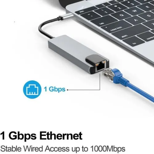 Adaptateur HUB 5 en 1 USB-C type-c to vers HDMI + RJ45 + Type-C + 2 * USB 3.0