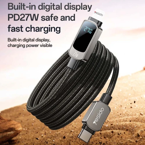 YESIDO CA180 Câble USB-C vers Lightning 27W avec Écran Digital de puissance