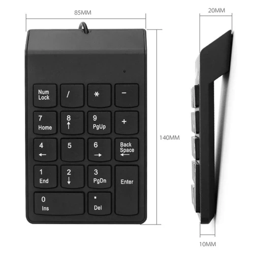 Mini-clavier pavé numérique universel filaire USB 18 touches pour ordinateur portable, tablette