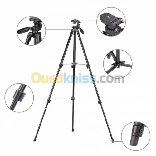Trépied Portable yunteng VCT-520 avec Kit de tête d'amortissement tridimensionnel pour Caméra 125cm