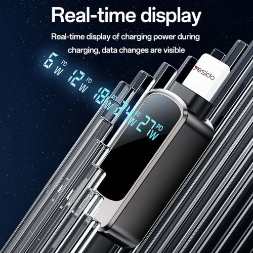 YESIDO CA180 Câble USB-C vers Lightning 27W avec Écran Digital de puissance
