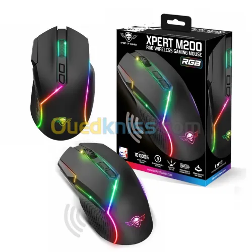 Souris Gaming sans-fil Rechargeable 400mAh Spirit Of Gamer XPERT-M200 RGB 10000dpi 8 Boutons