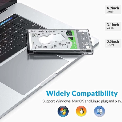 Rack Boîtier de disque dur HDD SSD Transparent 2.5 pouces USB 3.1 Type-c 5gbps