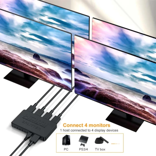 Splitter Amplificateur Séparateur HDMI 3D 4K 2 / 4 Ports Sorties
