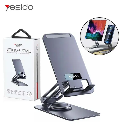 Support Téléphone Smartphone et Tablette sur Table Bureau pliable rotatif en aluminium YESIDO C184