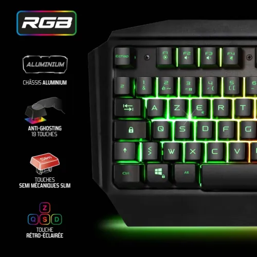 Pack Gaming 3 en 1 Spirit of gamer ULTIMATE 500 CLS-MK500 RGB Clavier souris Tapis de souris