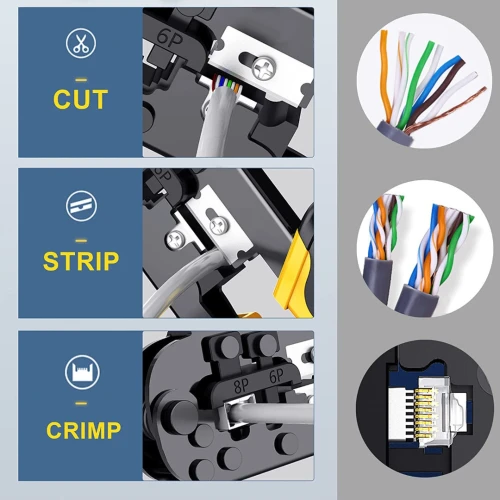 Pince à sertir RJ45 RJ11 RJ12 8P / 6P/ 4P / CAT5 / CAT5e / CAT6 / CAT6A / CAT7 et Dénudeur de fil