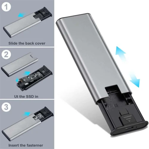 Rack Boitier pour disque SSD M.2 double protocol NGFF SATA & Nvme PCIe USB 3.0