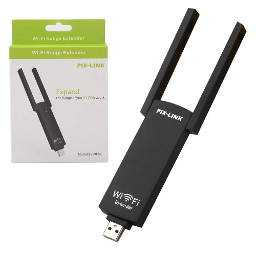 Répéteur Extender WiFi sans fil 300Mbps USB 5V PIX-LINK LV-UE02 avec 2 antennes