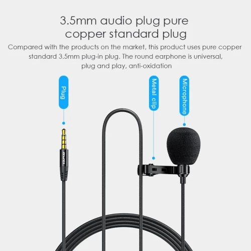 Microphone Cravate Levalier professionel enregistrement Micro audio 3.5mm Awei MK1