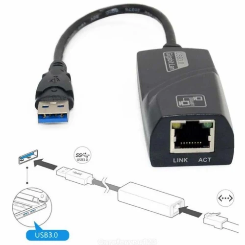 Adaptateur Carte réseau USB 3.0 vers Gigabit Ethernet RJ45 LAN 1000mbps pour ordinateur PC TV Box