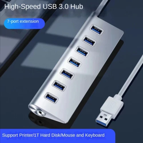 Hub USB 3.0 5Gbps HI-Speed 7 Ports USB en aluminium pour PC portable, MacOS