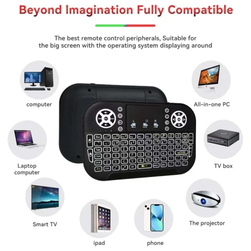Mini clavier sans-fil 2 en 1 2.4Ghz + Bluetooth rechargeable rétroéclairé Pour Smart Tv Android Box Laptop