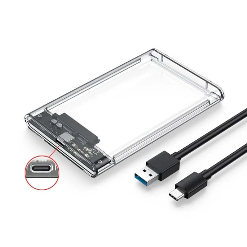 Rack Boîtier de disque dur HDD SSD Transparent 2.5 pouces USB 3.1 Type-c 5gbps