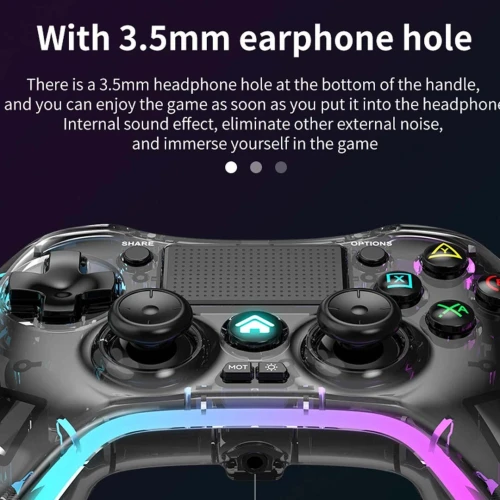 Manette Transparente BSP-P05 sans-fil RGB pour PS4 PS3 PC SWITCH IOS ANDROID