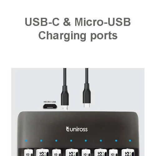Chargeur Uniross USB rapide 8 baies AA/AAA UCU006
