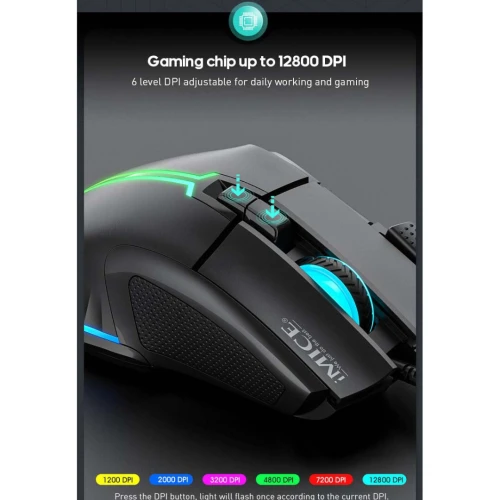 IMICE T50 Souris Gaming Filaire USB 12800DPI 8 Boutons RGB