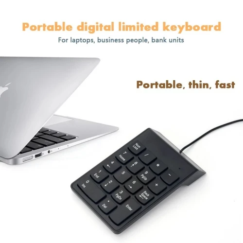 Mini-clavier pavé numérique universel filaire USB 18 touches pour ordinateur portable, tablette
