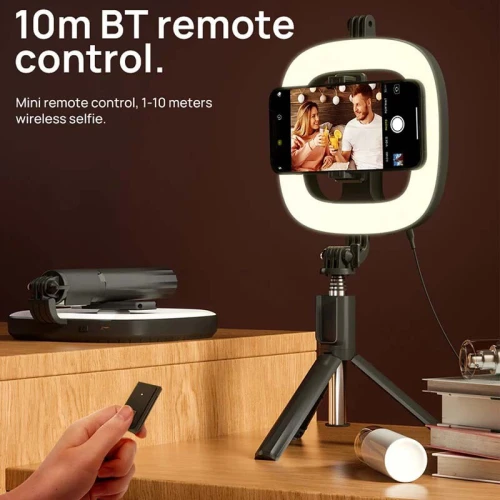 Trepied et Perche à Selfie HOCO LV03 Plus avec support de téléphone LED et télécommande bluetooth