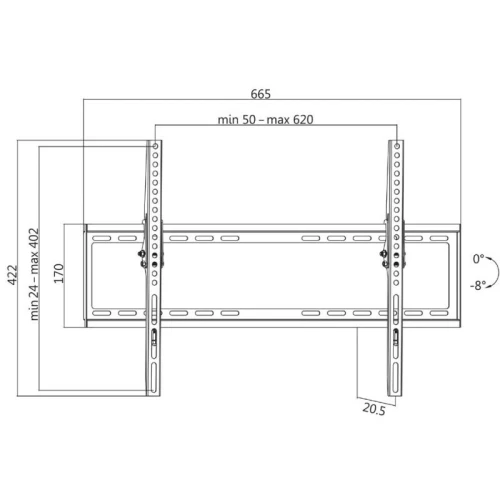 Support mural TV Ecran LCD Universel MT-SUP309 VESA 600x400 de 37 pouces à 70 pouces - 35 Kg