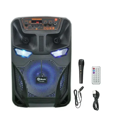 Haut parleur sans-fil Bluetooth 8 pouces TTD-8250 Rechargeable avec Microphone FM Radio Micro SD USB