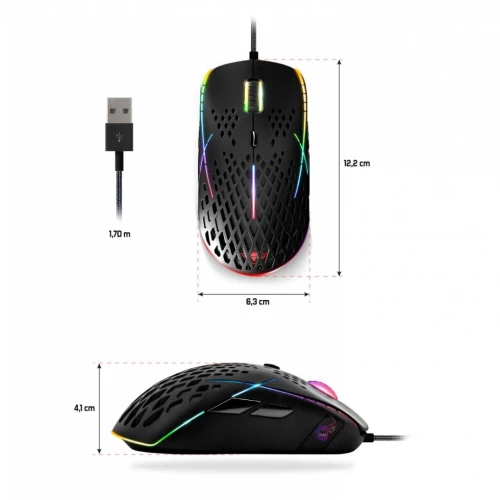 Souris filaire USB Gaming Spirit Of Gamer XPERT-M100 RGB 12400dpi 8 boutons programmables