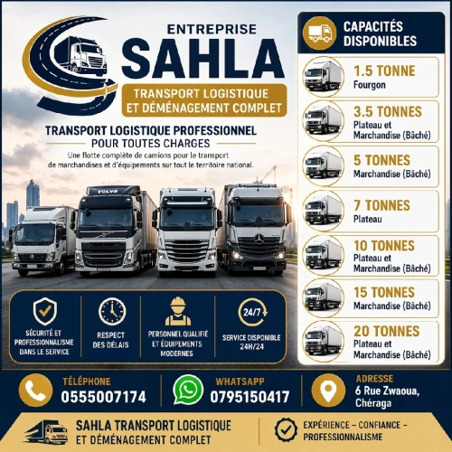 Entreprise Sahla Transport Logistique et Déménagement Complet