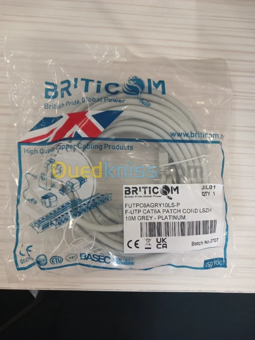 Cordon de brassage F/UTP categorie 6A 10m - Promotion